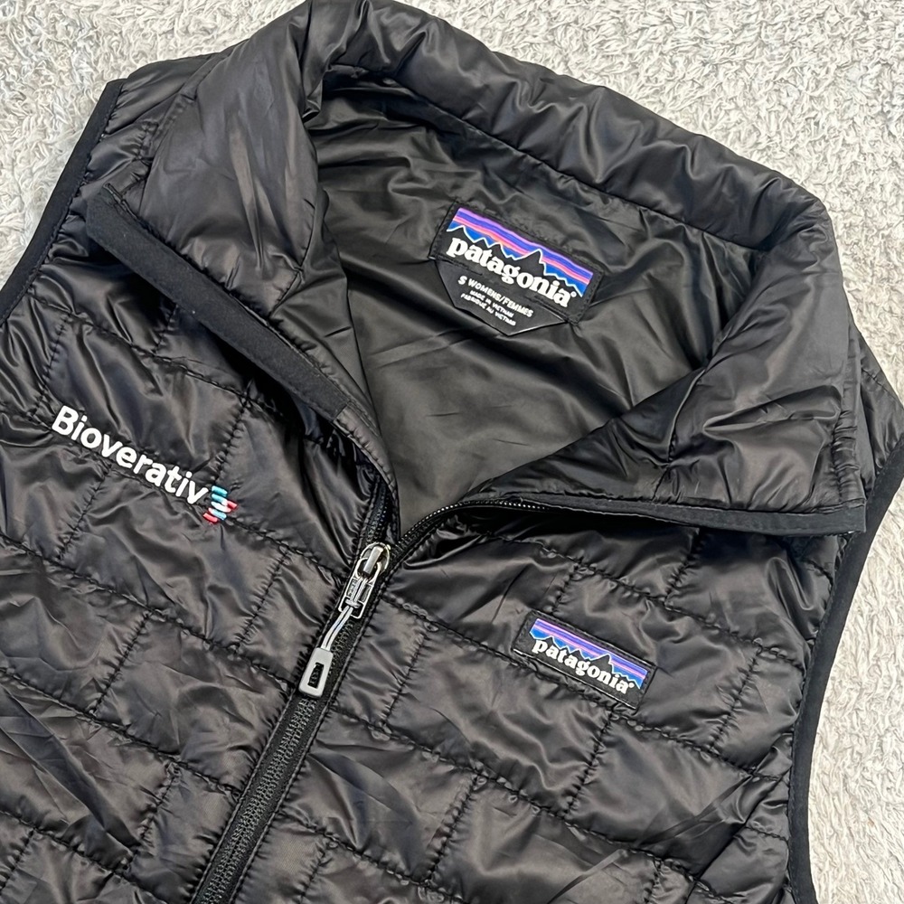 Patagonia Nano‎ Puff Vest Womens Small Black Quilted 84247 Gorpcore Corp Logo